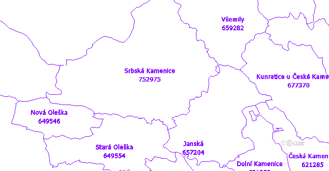 Katastrální mapa Srbská Kamenice