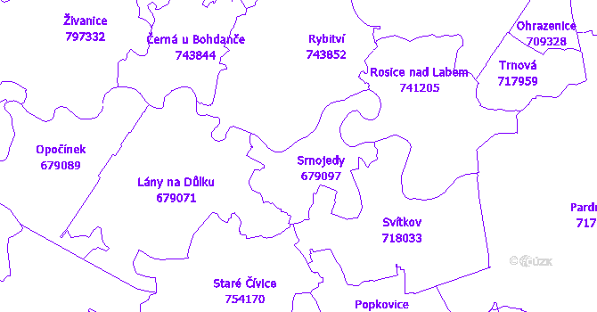 Katastrální mapa Srnojedy