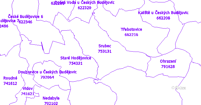 Katastrální mapa Srubec