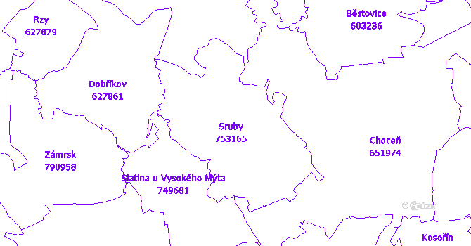 Katastrální mapa Sruby