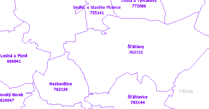 Katastrální mapa Šťáhlavy