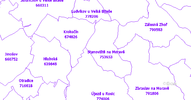 Katastrální mapa Stanoviště