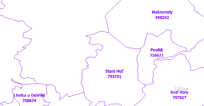 Katastrální mapa Stará Huť