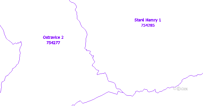 Katastrální mapa Staré Hamry