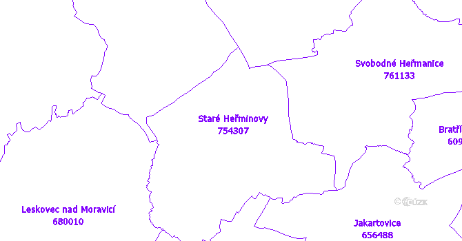 Katastrální mapa Staré Heřminovy