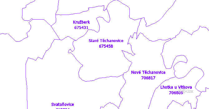 Katastrální mapa Staré Těchanovice