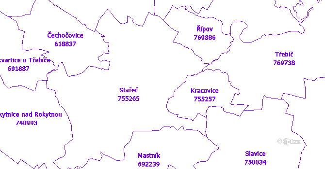 Katastrální mapa Stařeč