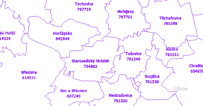 Katastrální mapa Starosedlský Hrádek