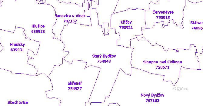 Katastrální mapa Starý Bydžov