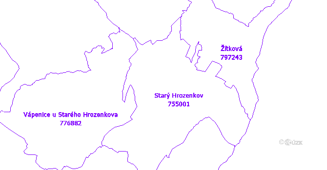Katastrální mapa Starý Hrozenkov