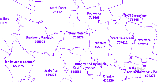 Katastrální mapa Starý Mateřov