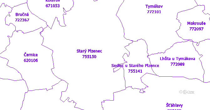 Katastrální mapa Starý Plzenec