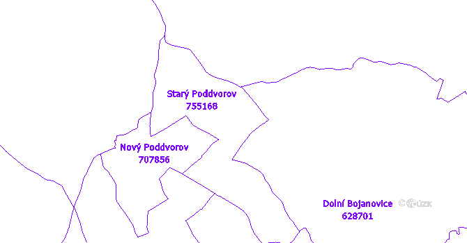 Katastrální mapa Starý Poddvorov
