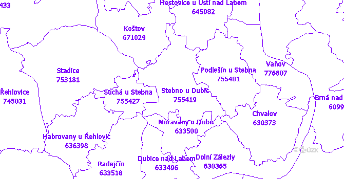 Katastrální mapa Stebno