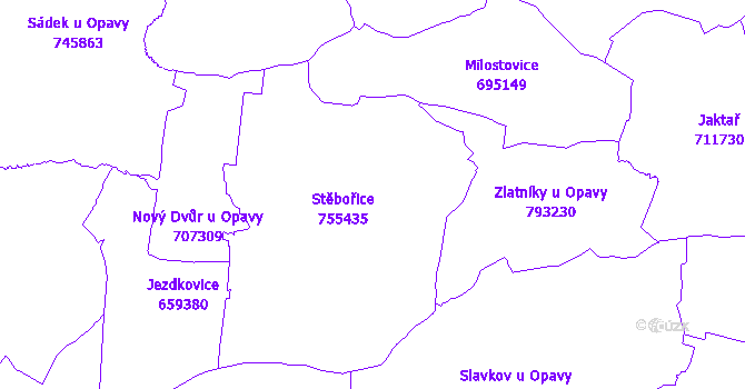 Katastrální mapa Stěbořice