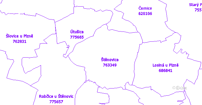 Katastrální mapa Štěnovice