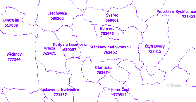 Katastrální mapa Štěpánov nad Svratkou