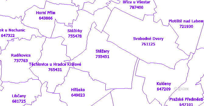 Katastrální mapa Stěžery