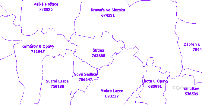 Katastrální mapa Štítina