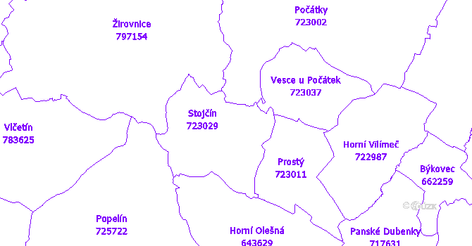 Katastrální mapa Stojčín
