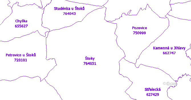 Katastrální mapa Štoky