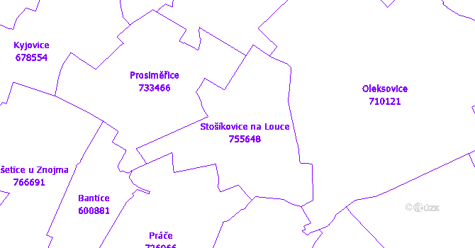 Katastrální mapa Stošíkovice na Louce