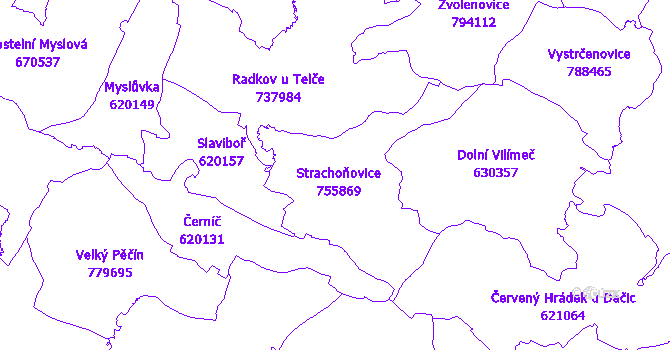 Katastrální mapa Strachoňovice