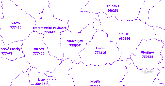 Katastrální mapa Strachujov
