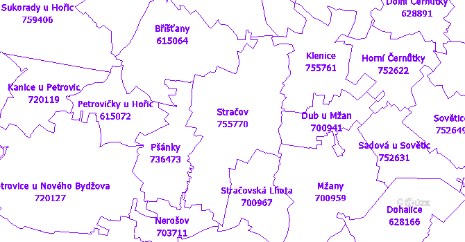 Katastrální mapa Stračov