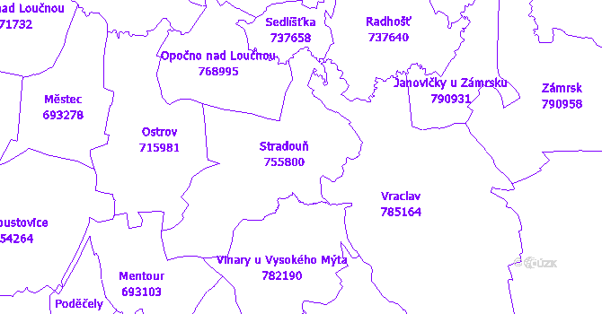Katastrální mapa Stradouň
