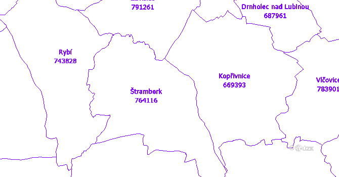 Katastrální mapa Štramberk