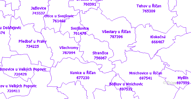 Katastrální mapa Strančice