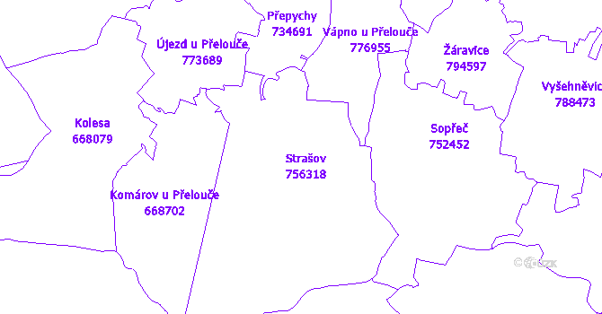 Katastrální mapa Strašov