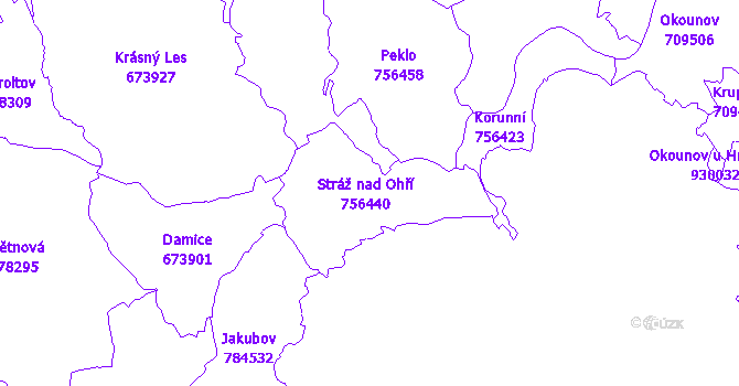 Katastrální mapa Stráž nad Ohří