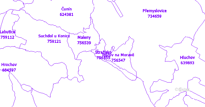 Katastrální mapa Stražisko