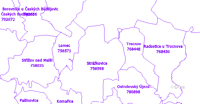 Katastrální mapa Strážkovice