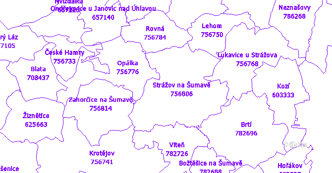 Katastrální mapa Strážov