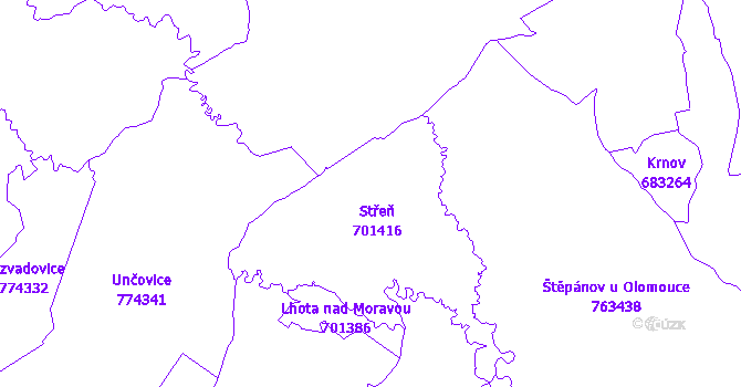 Katastrální mapa Střeň
