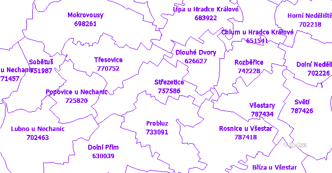 Katastrální mapa Střezetice