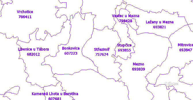 Katastrální mapa Střezimíř