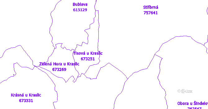 Katastrální mapa Stříbrná