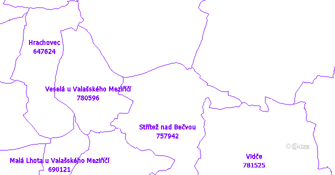Katastrální mapa Střítež nad Bečvou