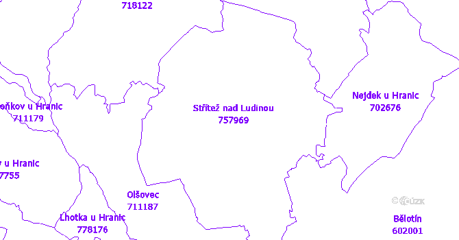 Katastrální mapa Střítež nad Ludinou