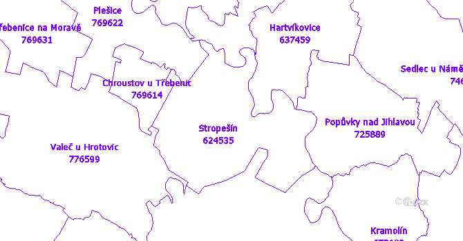 Katastrální mapa Stropešín