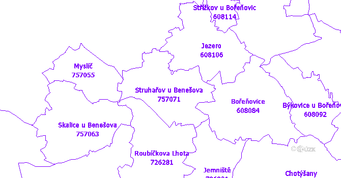 Katastrální mapa Struhařov