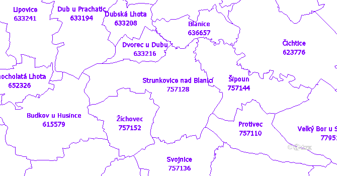 Katastrální mapa Strunkovice nad Blanicí