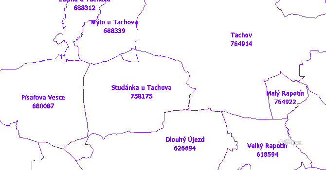 Katastrální mapa Studánka