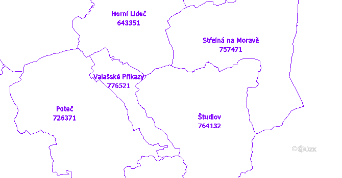 Katastrální mapa Študlov