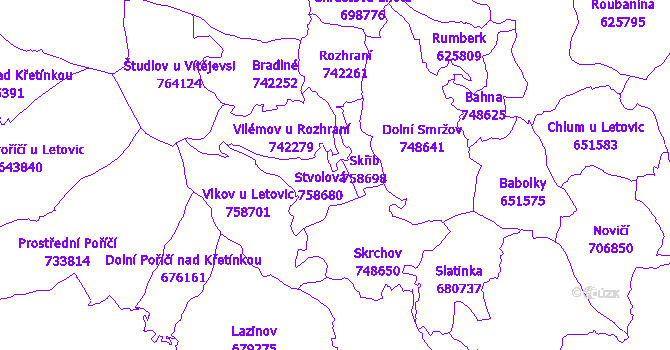 Katastrální mapa Stvolová