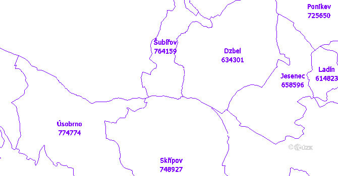 Katastrální mapa Šubířov
